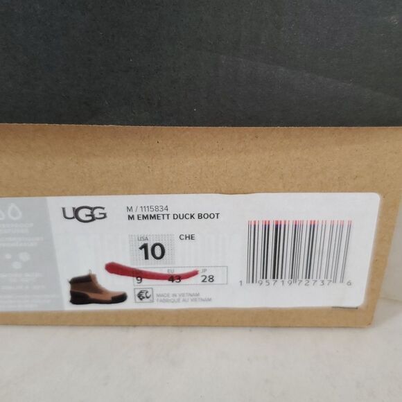 UGG Emmett Waterproof Leather Duckboot Chestnut Men's Size 10 NIB - Picture 11 of 13
